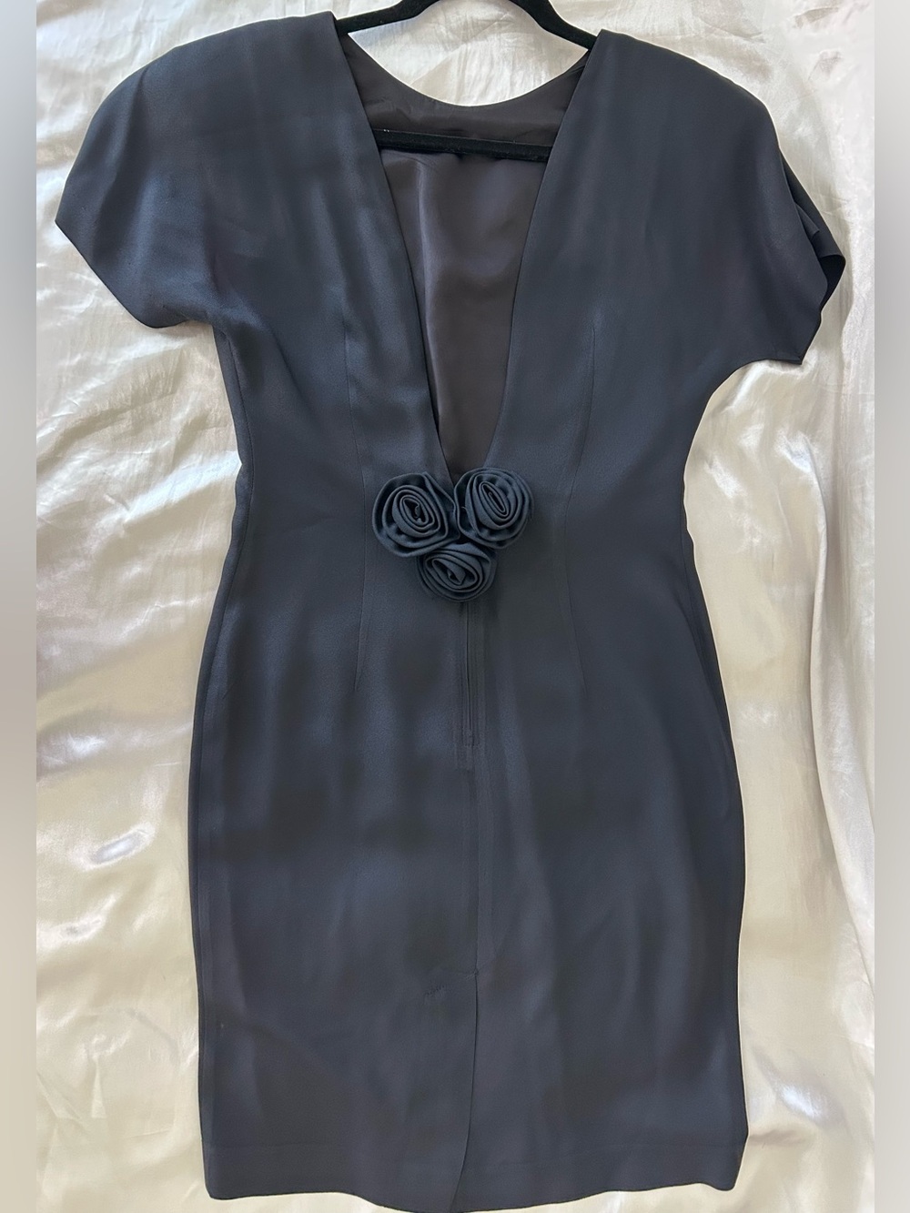 Vintage Elegant Black Floral Accent Dress Made in USA